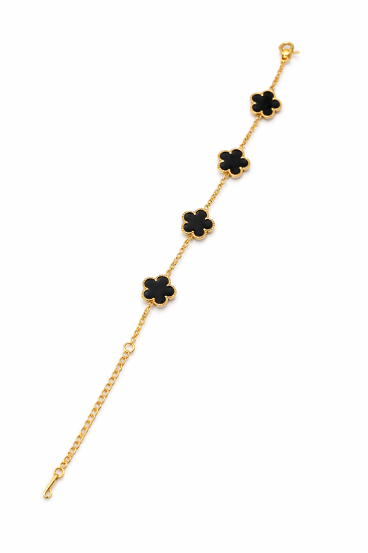Gold Black Clover Bracelet for Women Elegant Chain Bracelet Jewellery Gift for Her