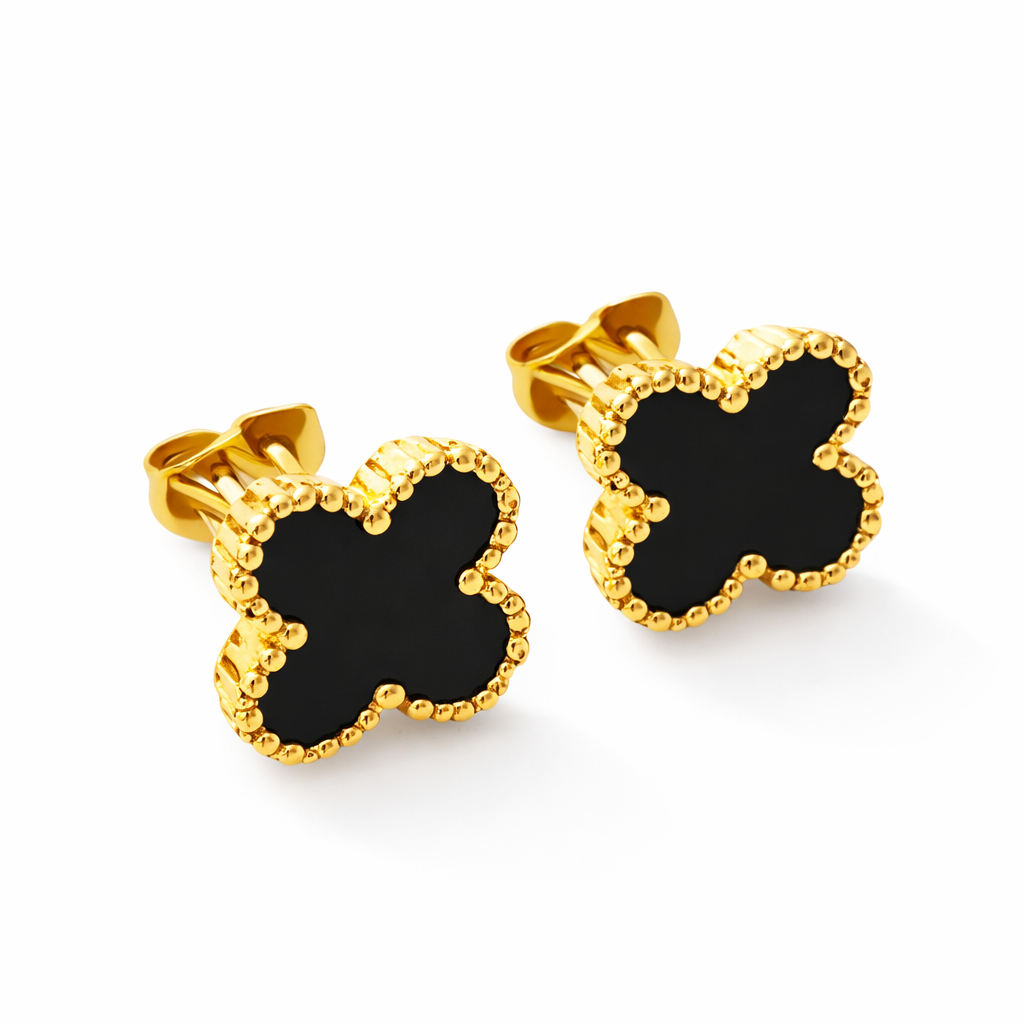 Gold Clover Jewellery Set for Women – Necklace, Bracelet, Ring & Earrings Set – Black Clover Luxury Gift Set