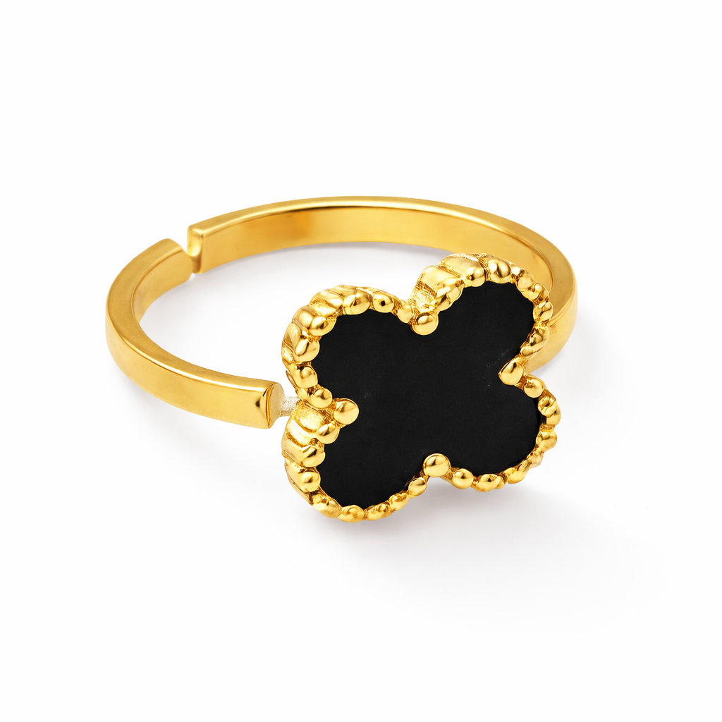 Gold Clover Jewellery Set for Women – Necklace, Bracelet, Ring & Earrings Set – Black Clover Luxury Gift Set