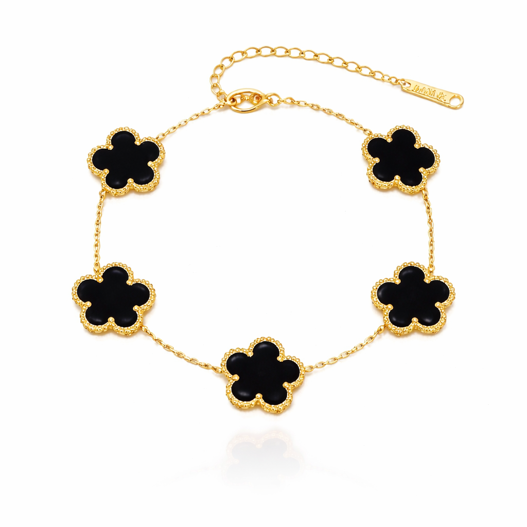 Gold Black Clover Bracelet for Women Elegant Chain Bracelet Jewellery Gift for Her
