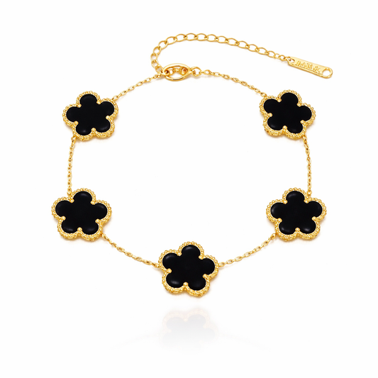 Gold Black Clover Bracelet for Women Elegant Chain Bracelet Jewellery Gift for Her