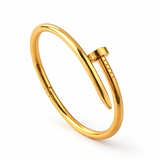 Gold Nail & Open Cuff Bangle Bracelet for Women