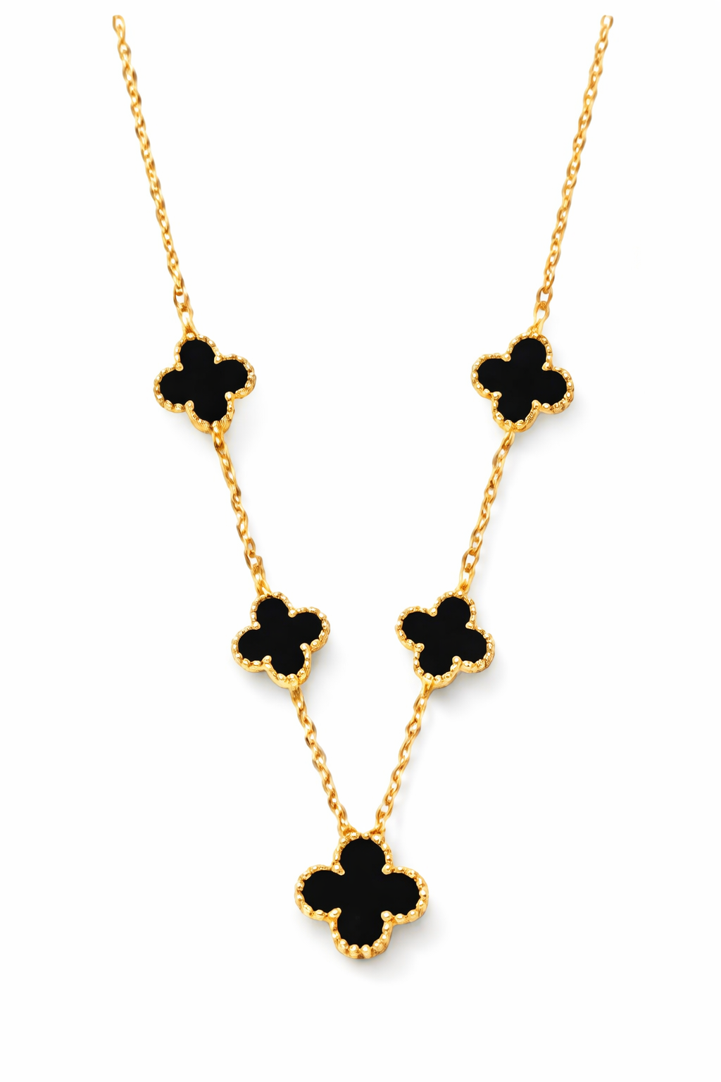 Gold Clover Jewellery Set for Women – Necklace, Bracelet, Ring & Earrings Set – Black Clover Luxury Gift Set