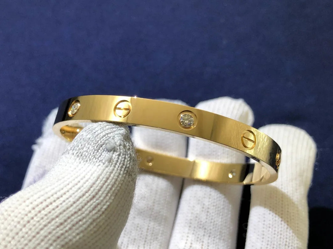 Kaaf Gold Crystal Screw Bangle for Women | Luxury Stainless Steel Bracelet
