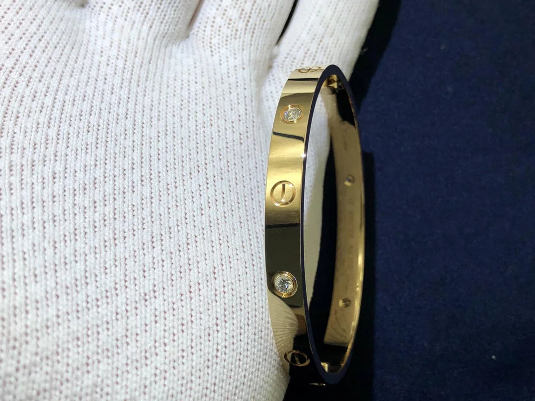 Kaaf Gold Crystal Screw Bangle for Women | Luxury Stainless Steel Bracelet